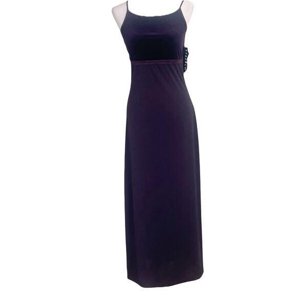 Byer Too! WhimsyGoth VTG Maxi Dress Eggplant Sz M Velvet Bodice Prom Party Gown - Picture 1 of 8